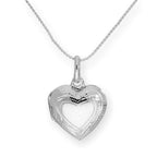 Sterling Silver Puffed Heart Engraved Locket on Chain 14 - 28 Inches
