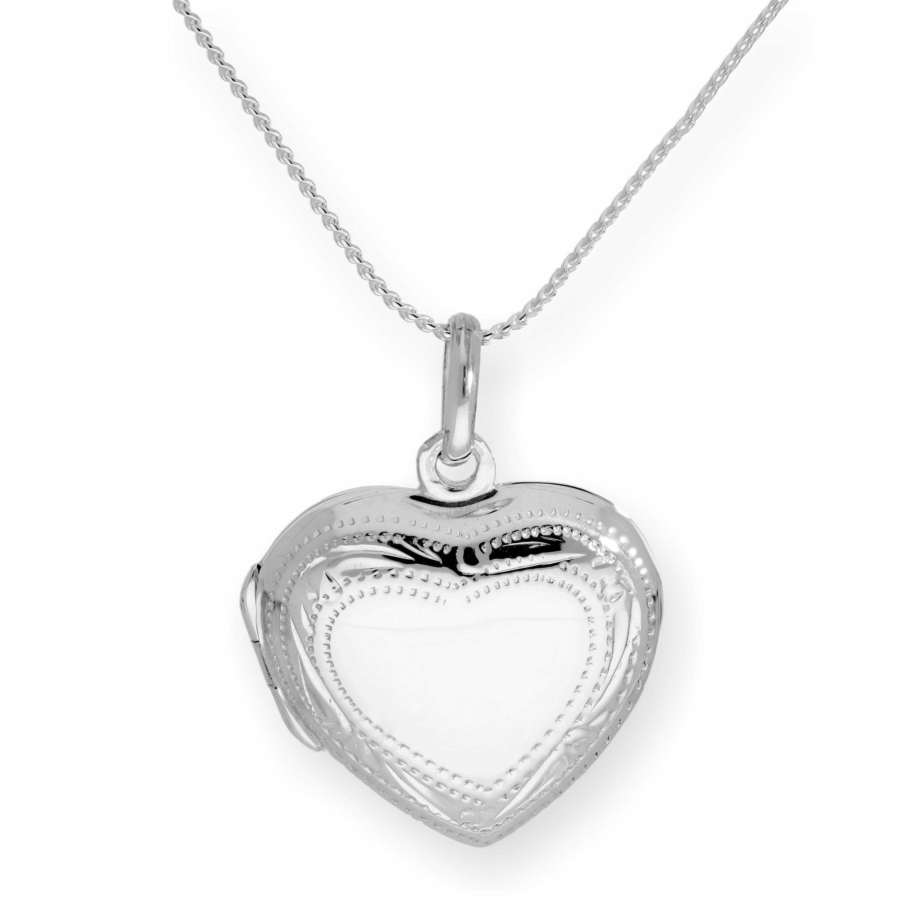 Sterling Silver Puffed Heart Engravable Locket on Chain 14 - 28 Inches