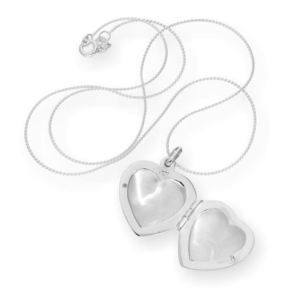 Sterling Silver Puffed Heart Engravable Locket on Chain 16 - 22 Inches