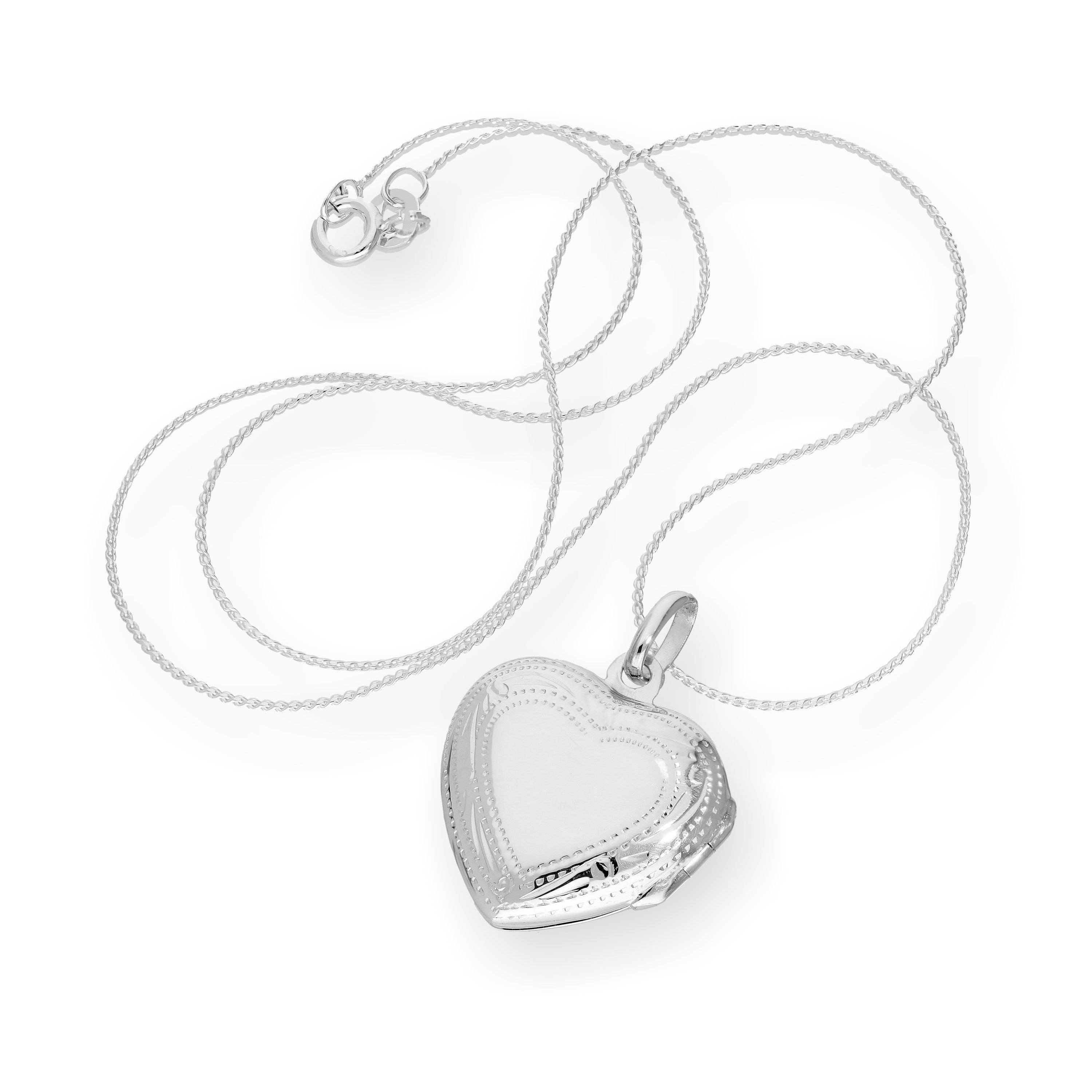 Sterling Silver Puffed Heart Engravable Locket on Chain 14 - 28 Inches