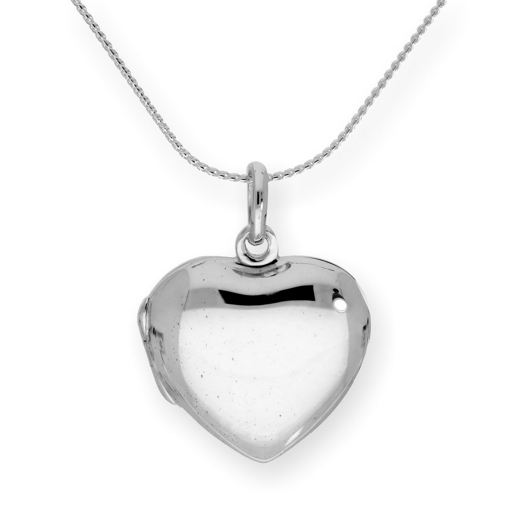 Sterling Silver Heart Engravable Locket on Chain 14 - 28 Inches