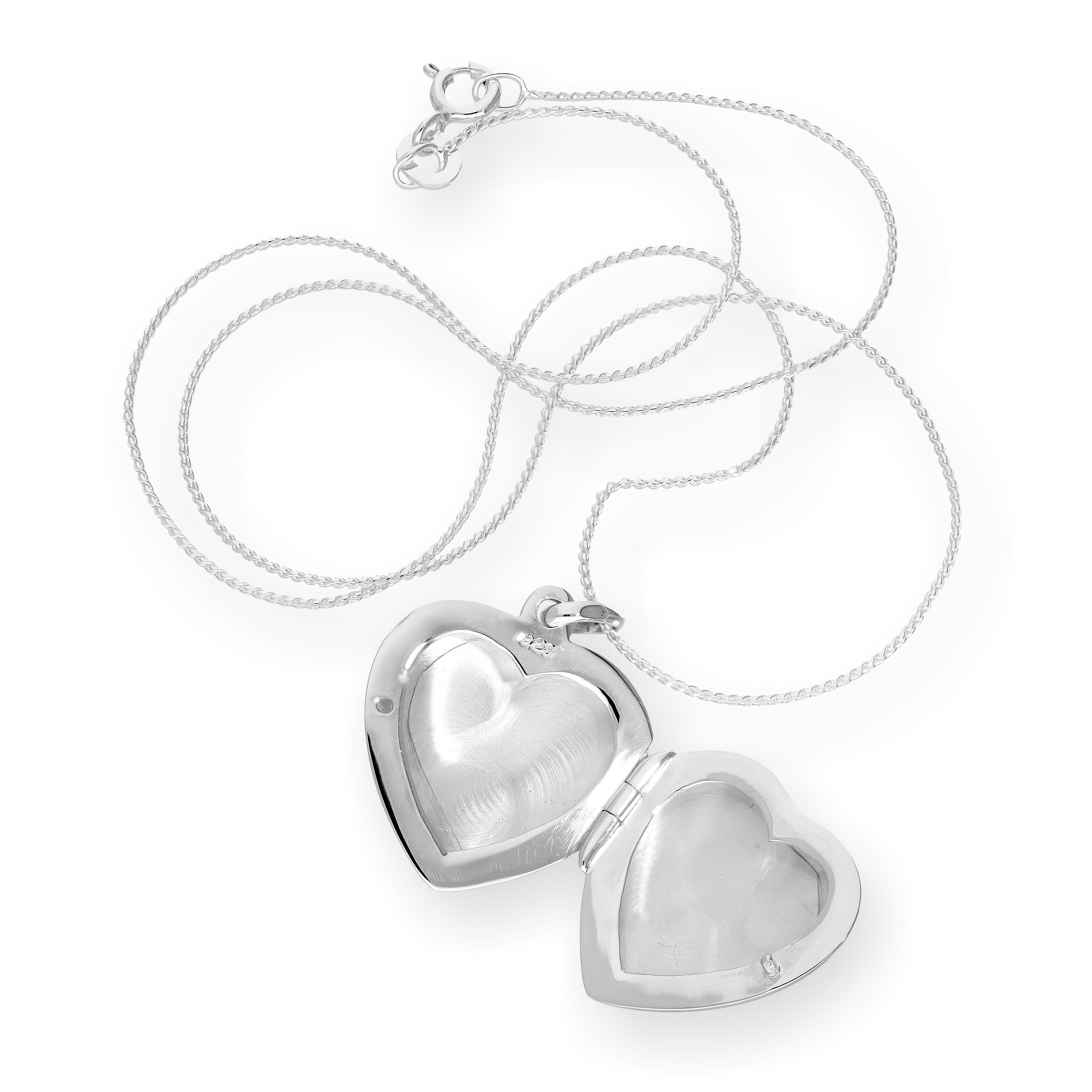Sterling Silver Heart Engravable Locket on Chain 14 - 28 Inches
