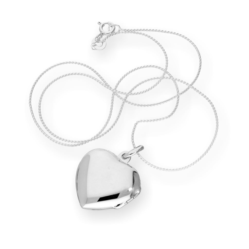 Sterling Silver Heart Engravable Locket on Chain 14 - 28 Inches