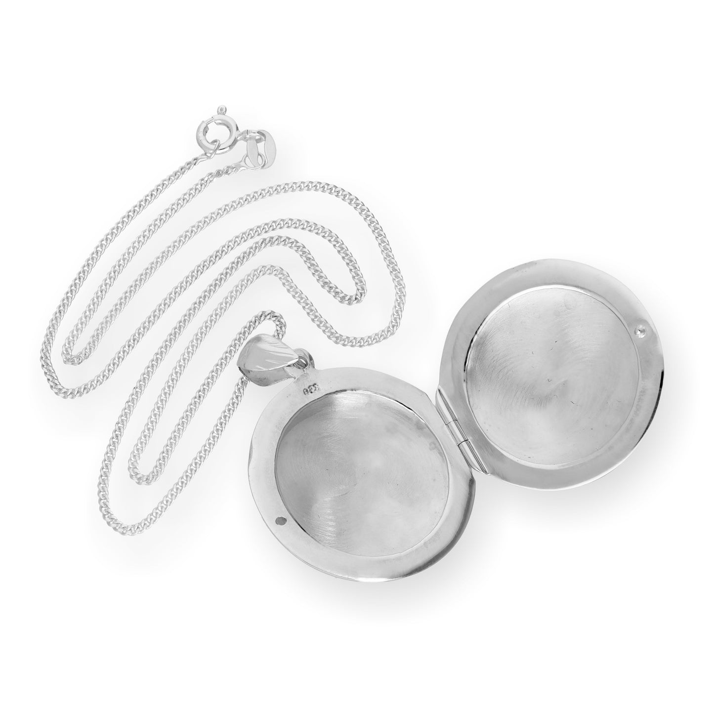 Large Sterling Silver Engraved Round Locket on Chain 16 - 24 Inches