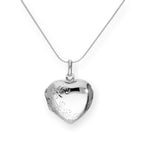 Sterling Silver Engravable Floral Heart Locket on Chain 14 - 28 Inches