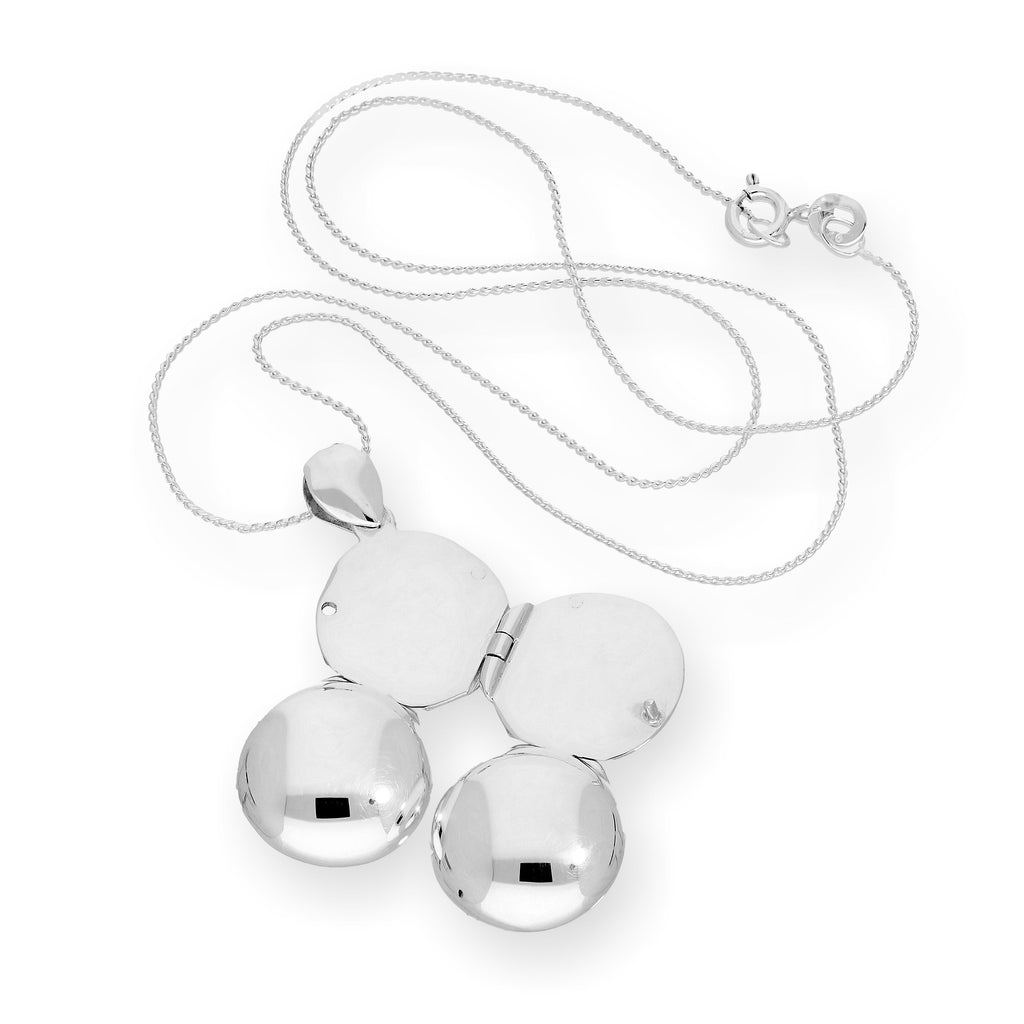 Tiny Sterling Silver 4 Photo Engravable Round Family Locket on Chain 14-28 Inches