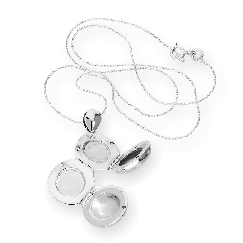 Tiny Sterling Silver 4 Photo Engravable Round Family Locket on Chain 14-28 Inches