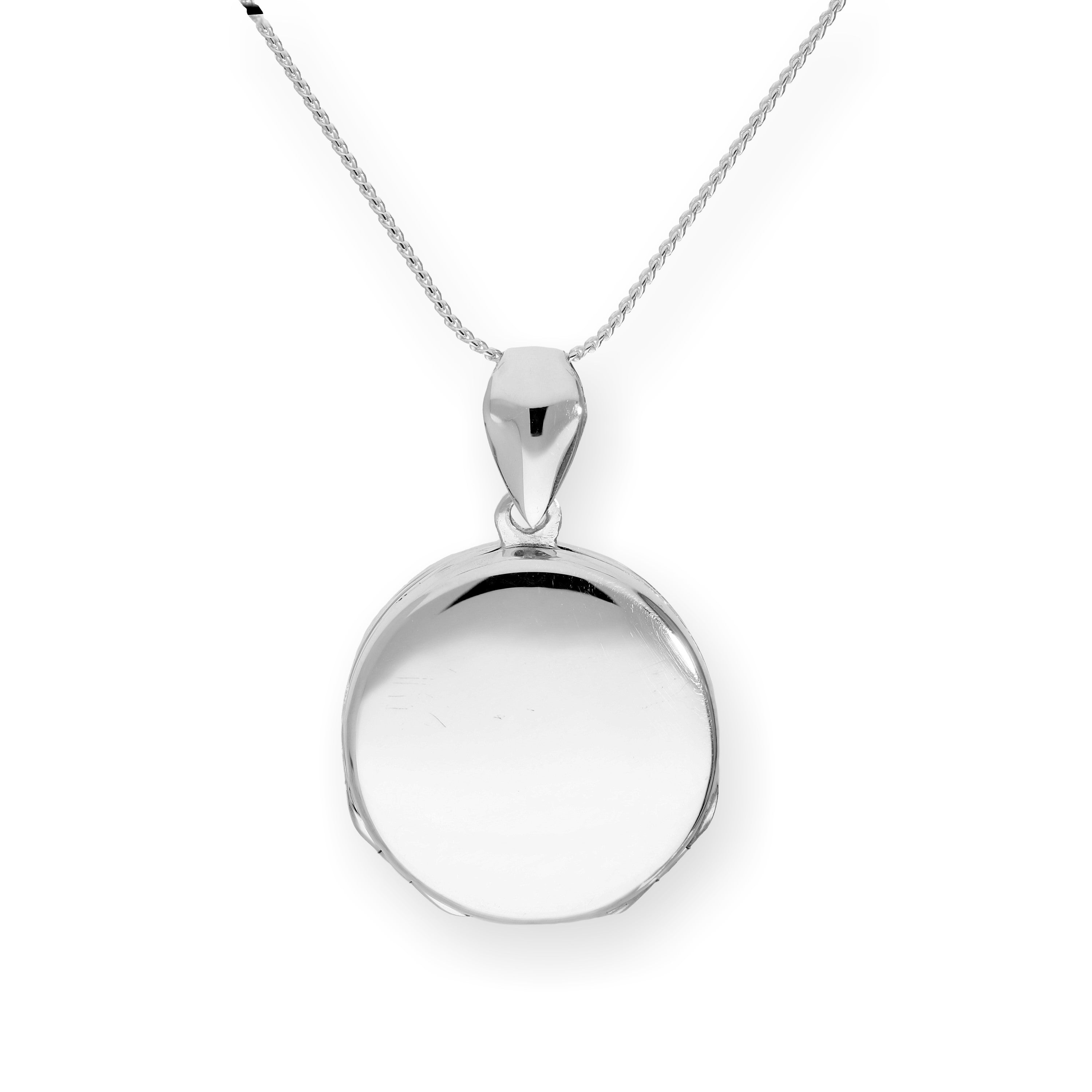 Sterling Silver 4 Photo Engravable Round Family Locket on Chain 14 - 28 Inches