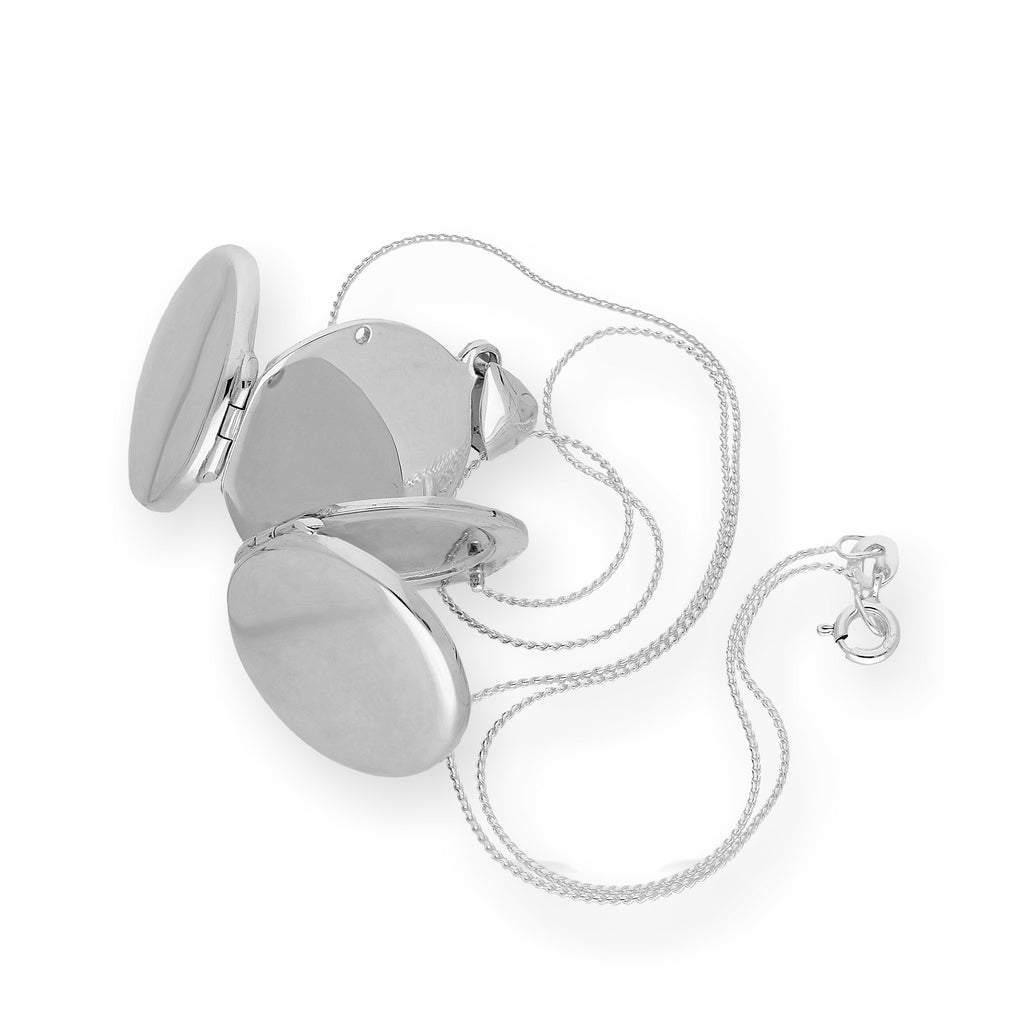 Sterling Silver 4 Photo Engravable Round Family Locket on Chain 14 - 28 Inches