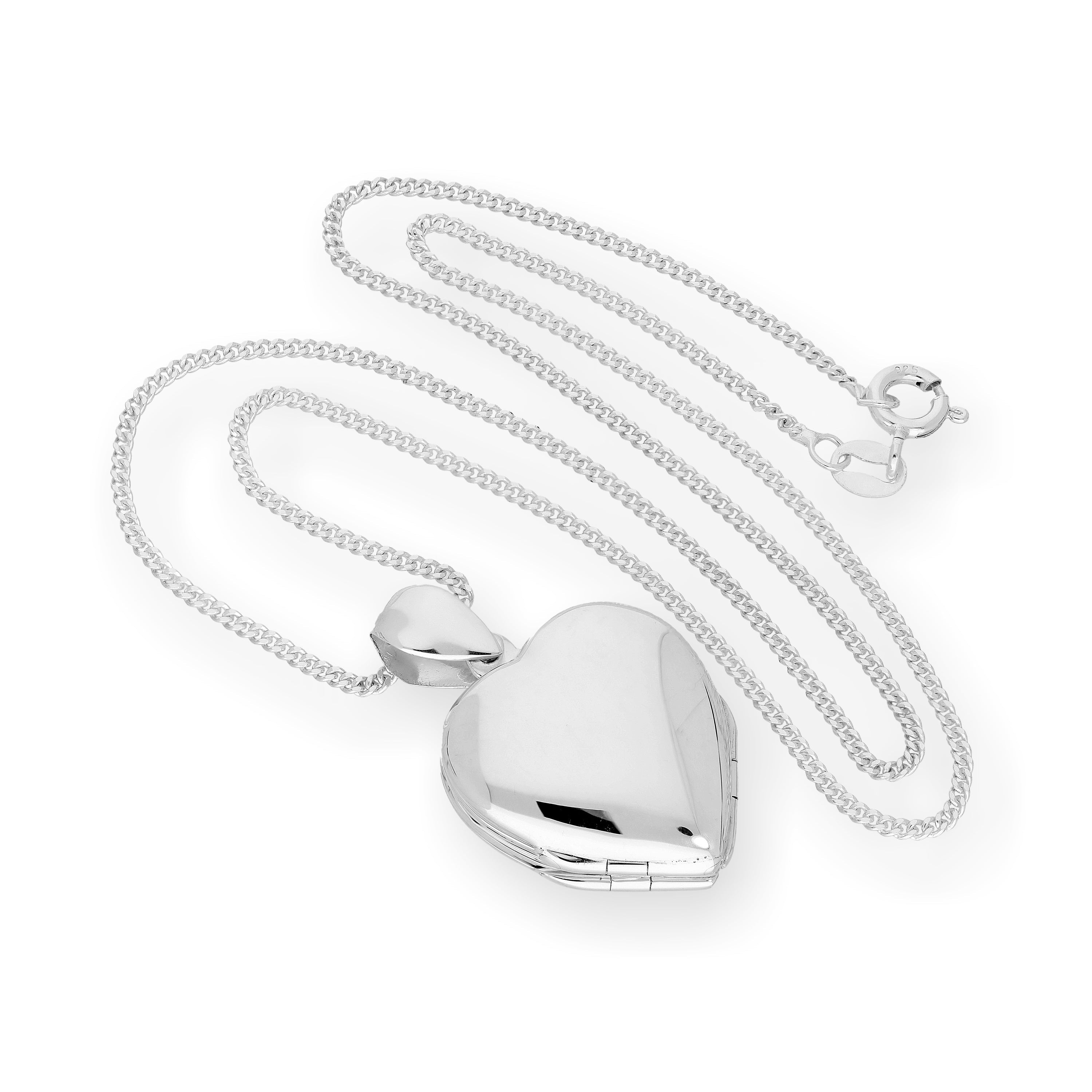 Sterling Silver 4 Photo Engravable Heart Family Locket on Chain 16 - 22 Inches