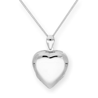Large Sterling Silver 4 Photo Engravable Heart Family Locket on 16-24 Inch Chain