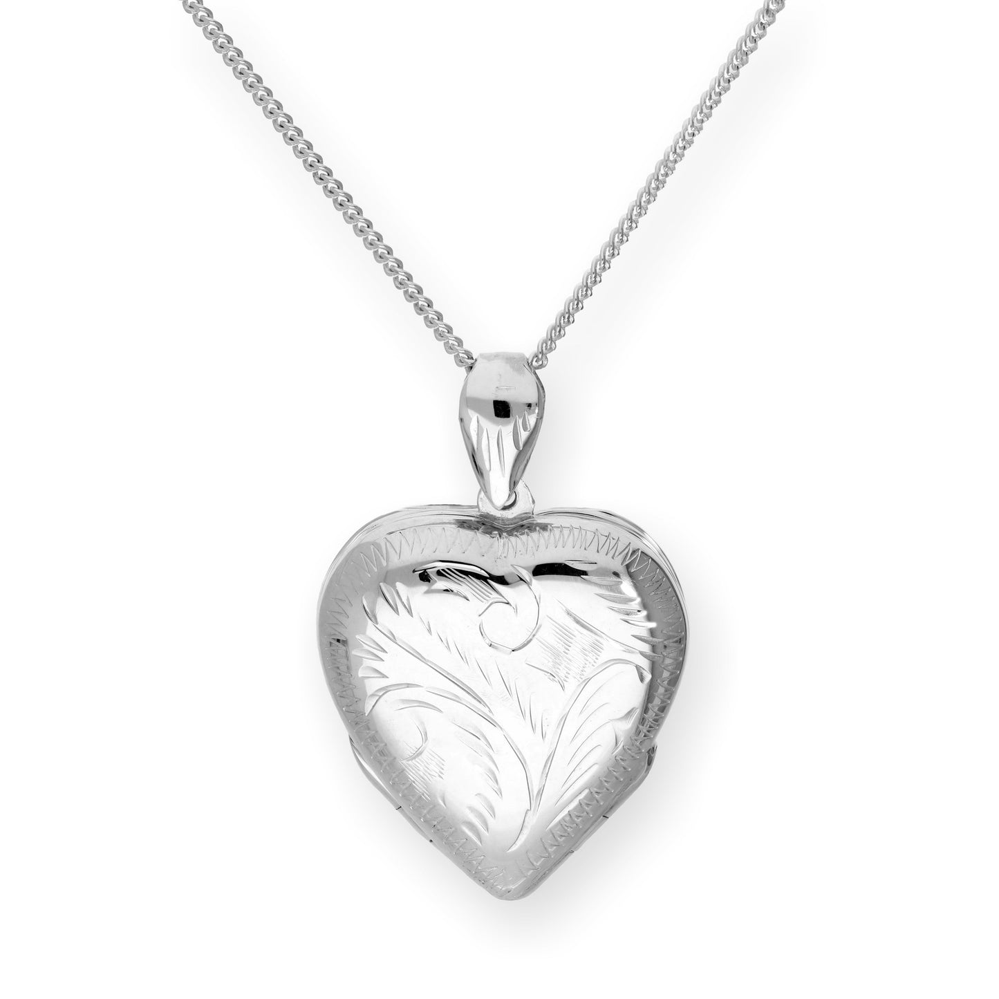 Large Sterling Silver 4 Photo Engraved Heart Family Locket on Chain 16-24 Inches