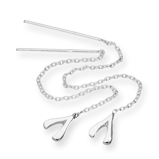 Sterling Silver Wishbone Pull Through Earrings