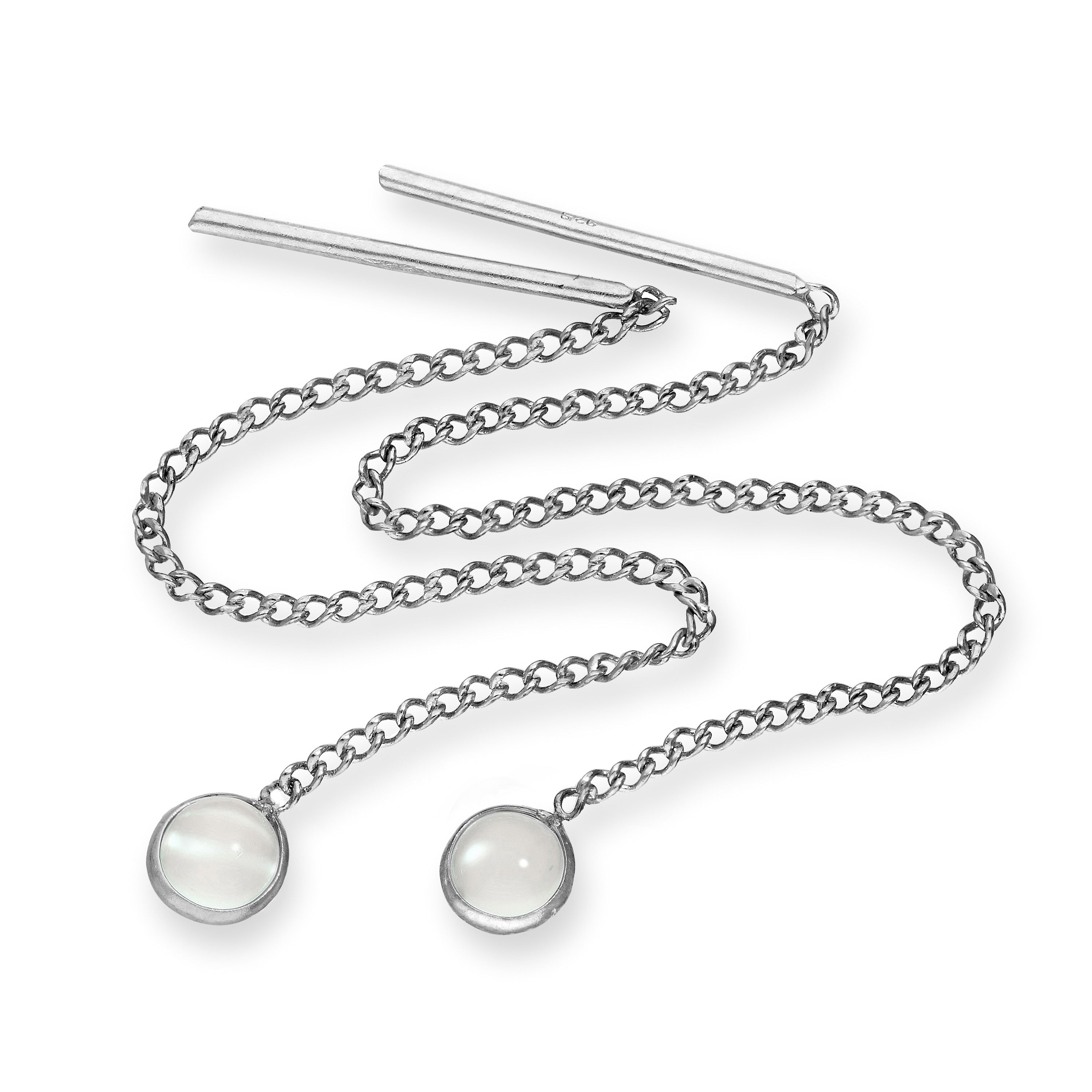Sterling Silver & Round CZ Crystal Birthstone Pull Thru Earrings