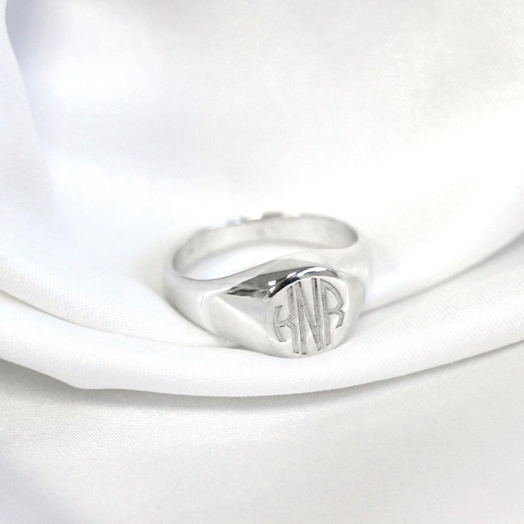 Sterling Silver Engravable Mens Signet Ring Size J - Z+1