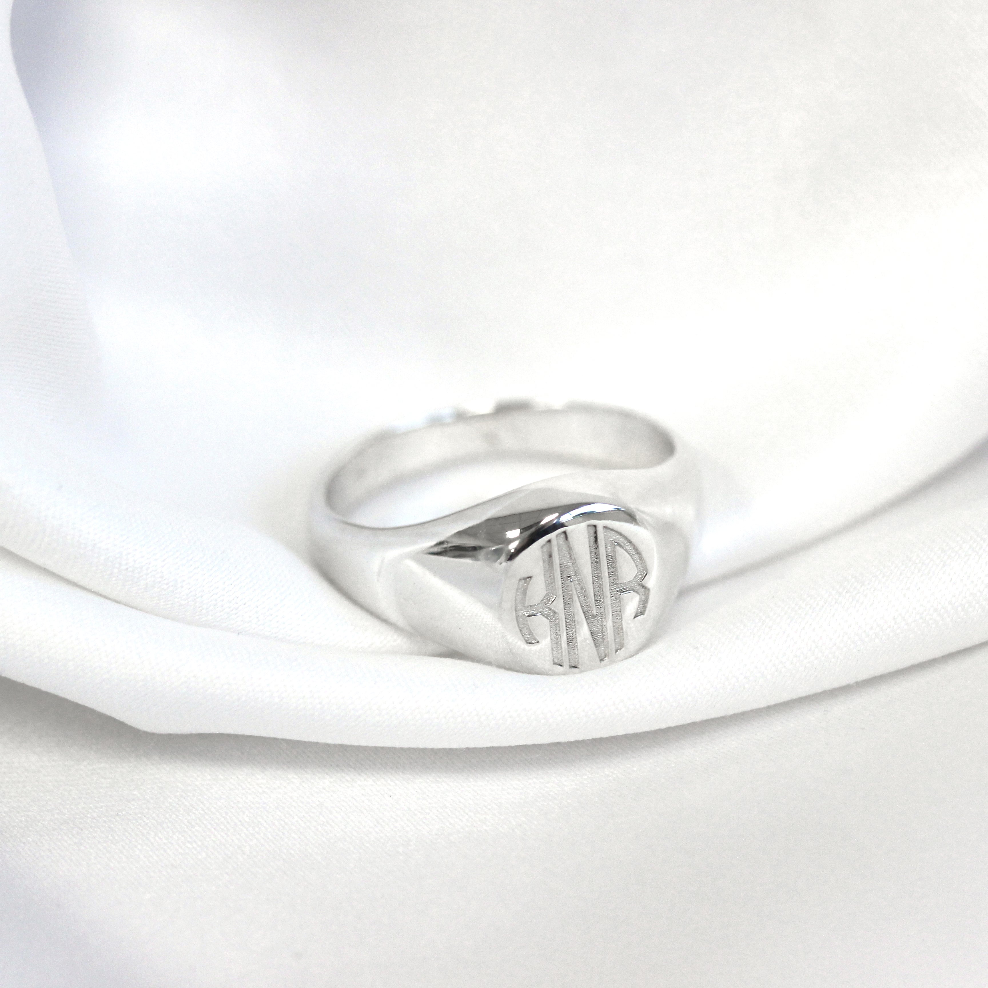 Sterling Silver Engravable Mens Signet Ring Size J - Z+1