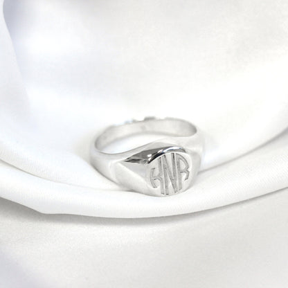 Sterling Silver Engravable Mens Signet Ring Size J - Z+1