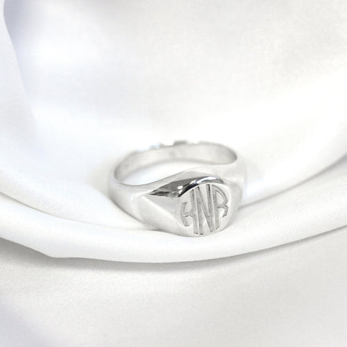Sterling Silver Engravable Mens Signet Ring Size J - Z+1