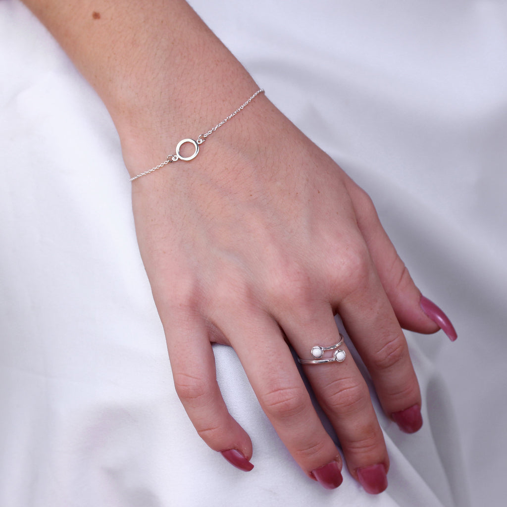 Sterling Silver Karma Circle Bracelet 7 Inches