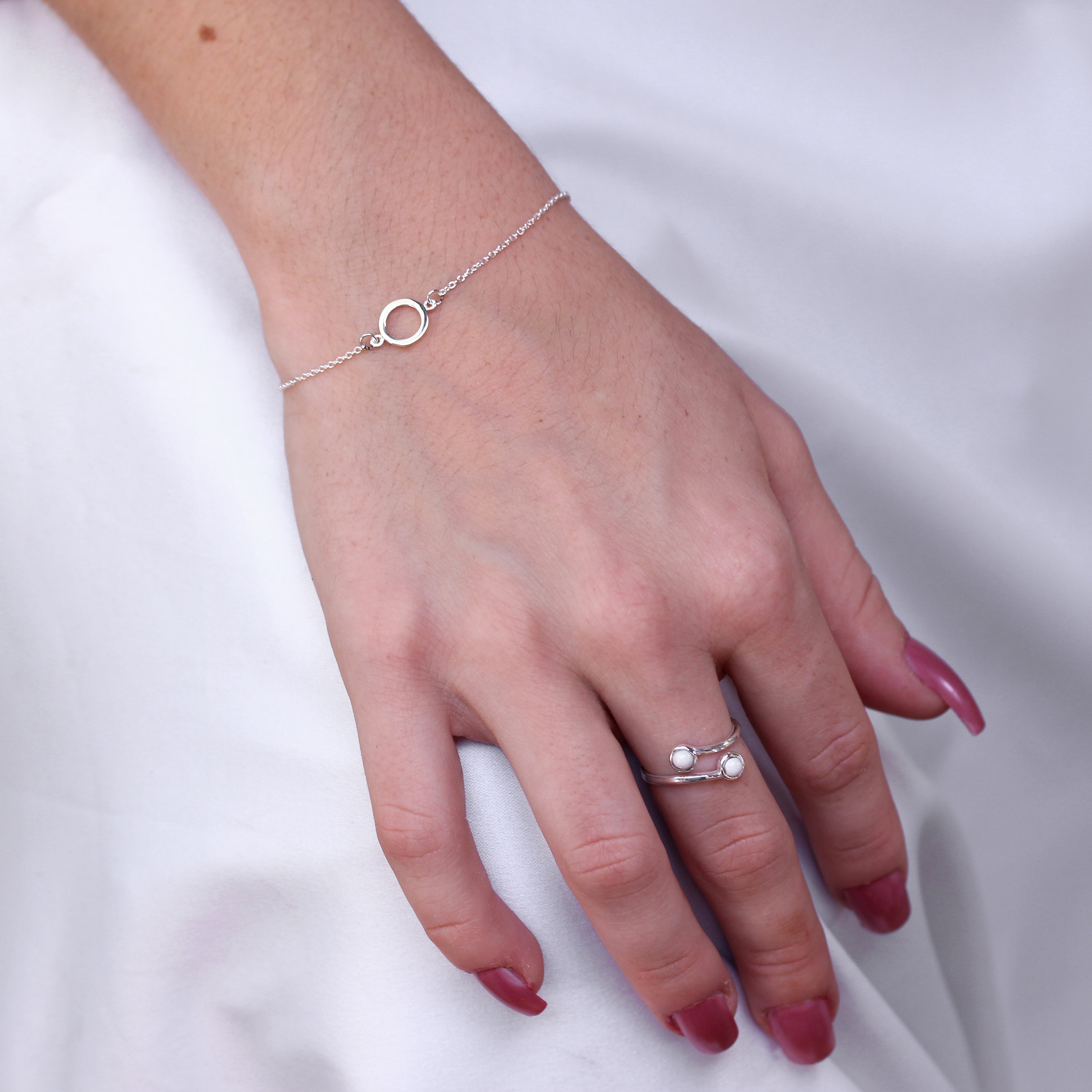 Sterling Silver Karma Circle Bracelet 7 Inches