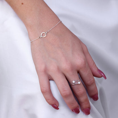 Sterling Silver Karma Circle Bracelet 7 Inches