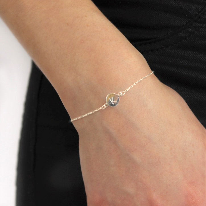 Sterling Silver 7 Inch Bracelet w Engravable Circle