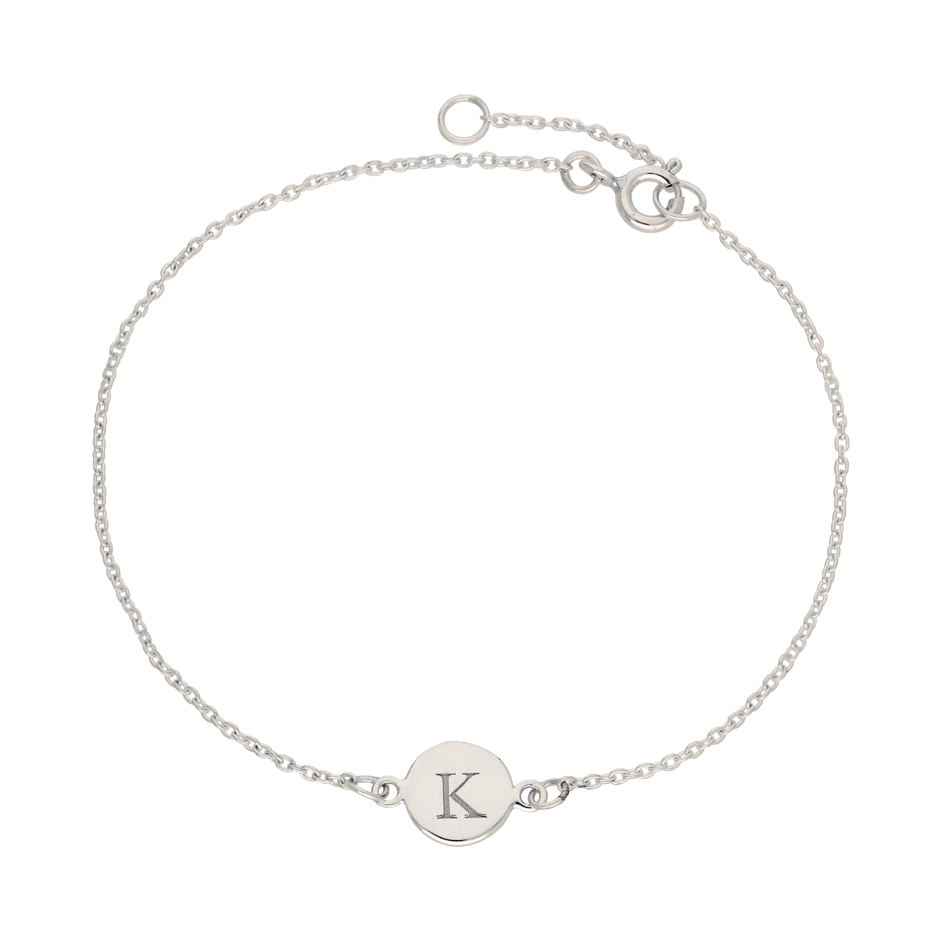 Sterling Silver 7 Inch Bracelet w Engravable Circle