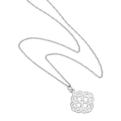 Sterling Silver Large Open Flower Pendant Necklace 14 - 22 Inches
