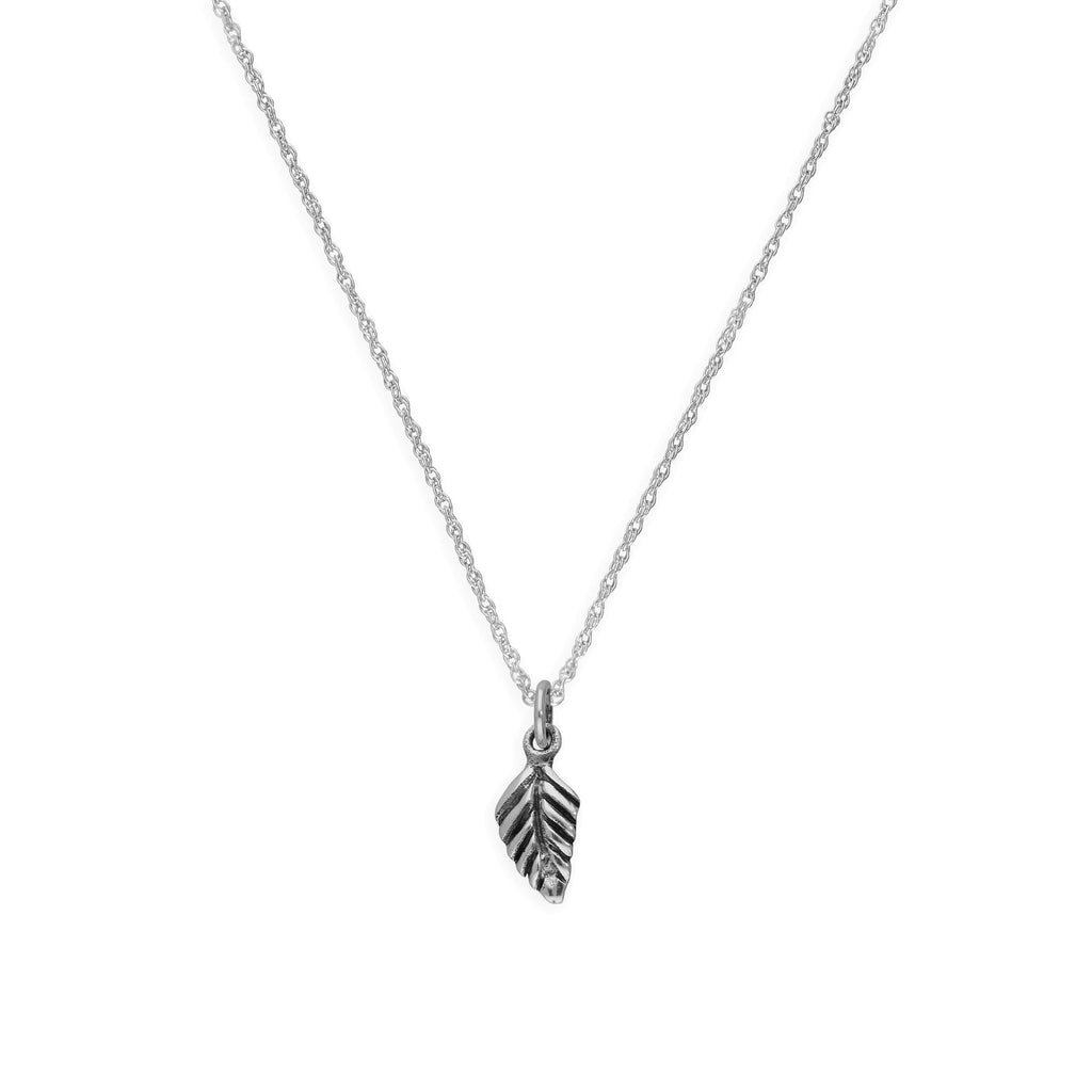 Sterling Silver Little Leaf Pendant Necklace 16 - 22 Inches