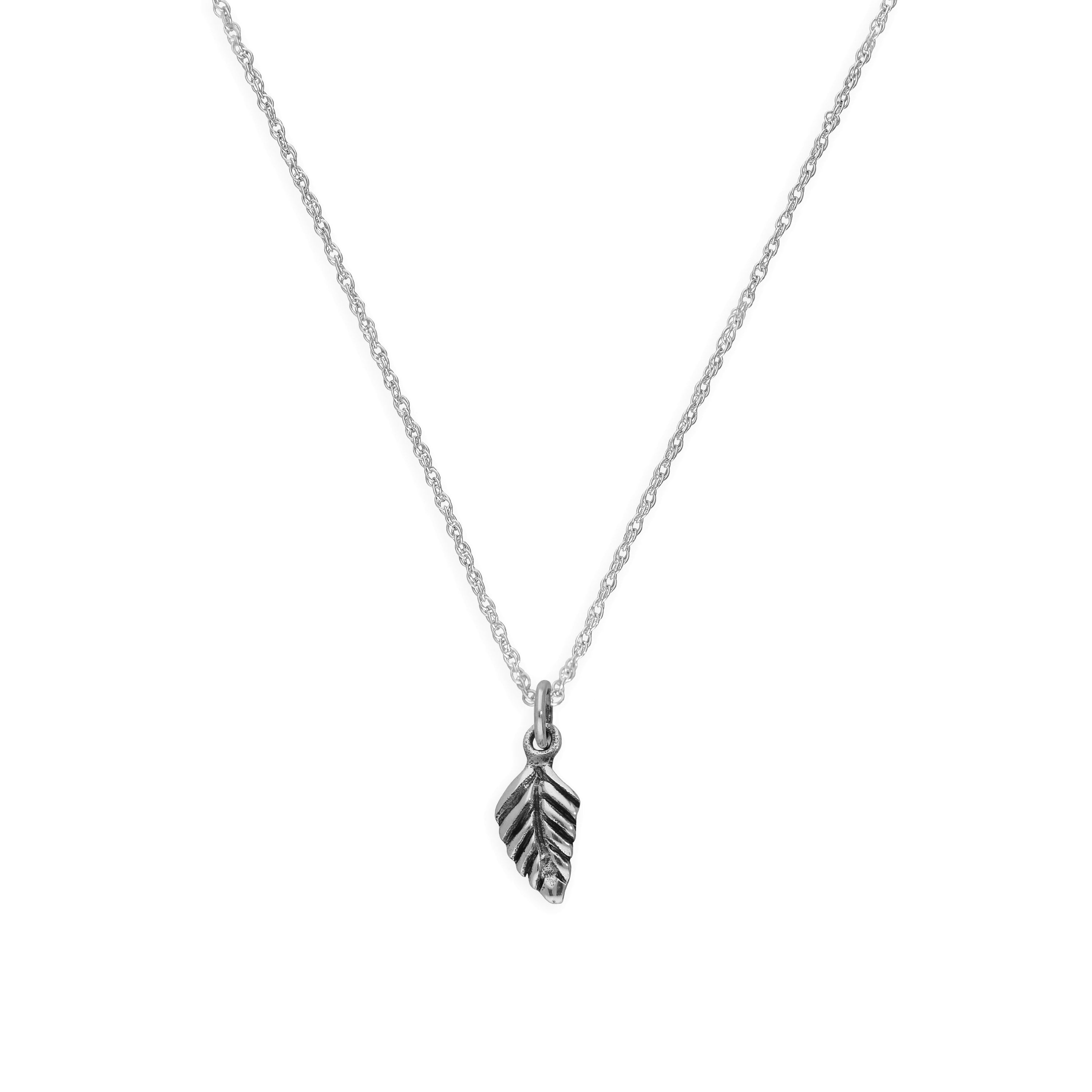 Sterling Silver Little Leaf Pendant Necklace 16 - 22 Inches