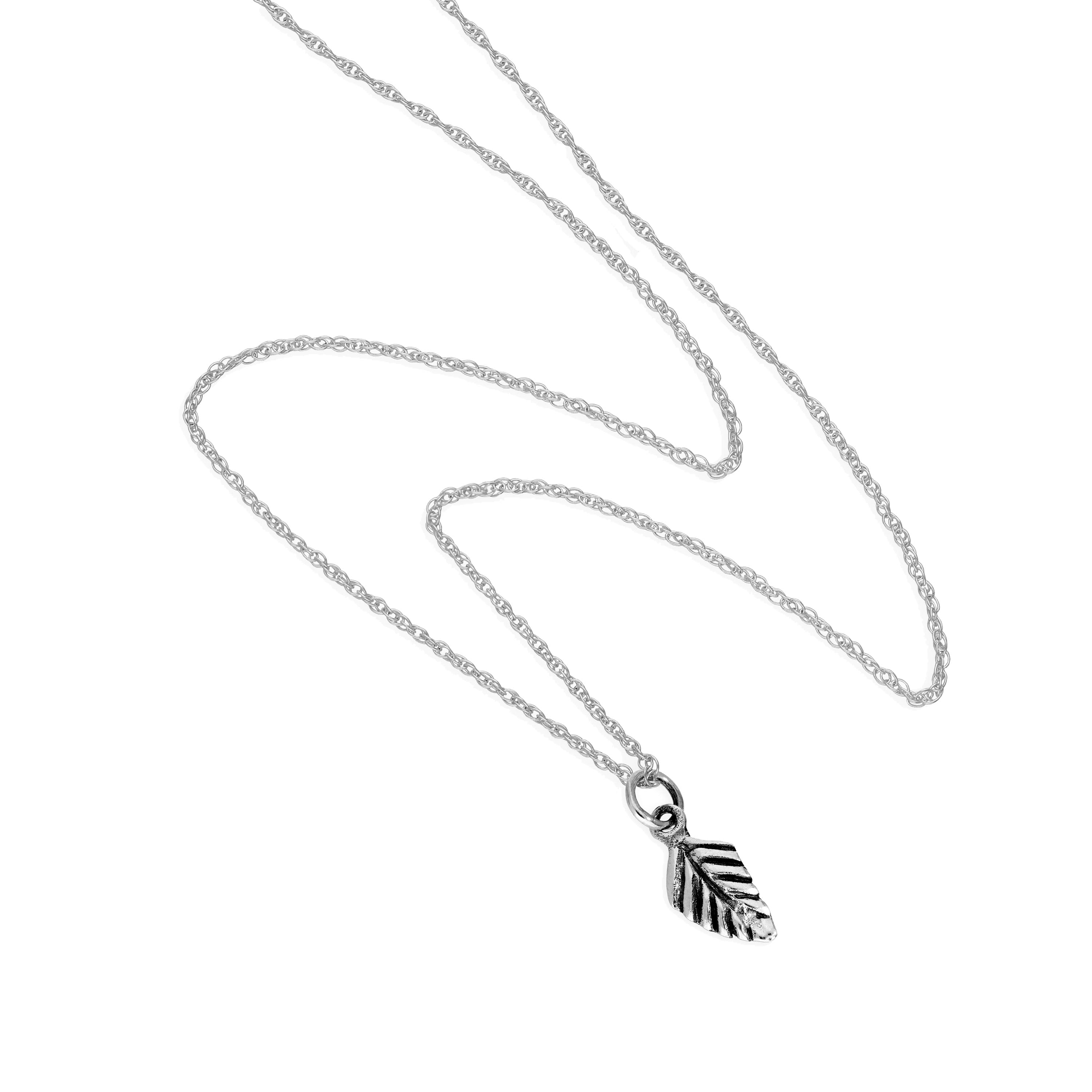 Sterling Silver Little Leaf Pendant Necklace 16 - 22 Inches