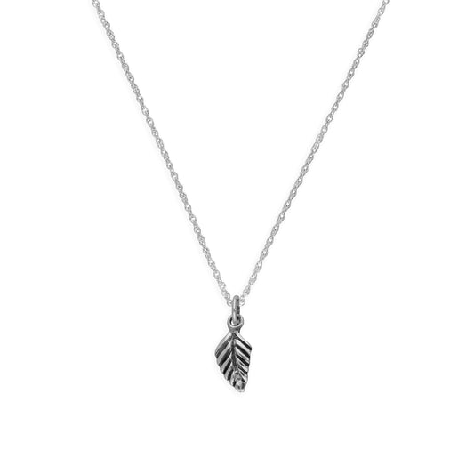 Sterling Silver Little Leaf Pendant Necklace 14 - 22 Inches