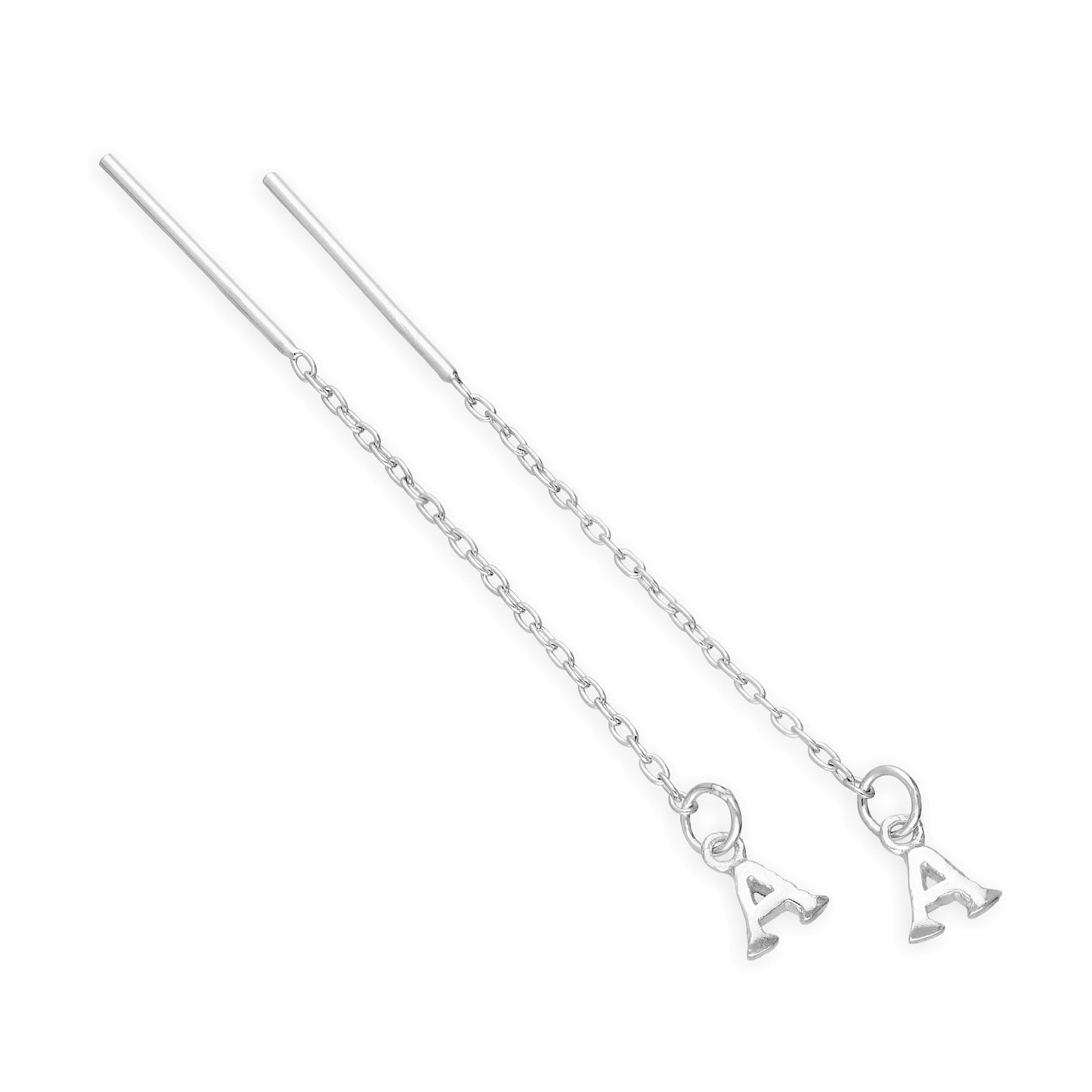 Sterling Silver Alphabet Letter Pull Through Earrings A - Z