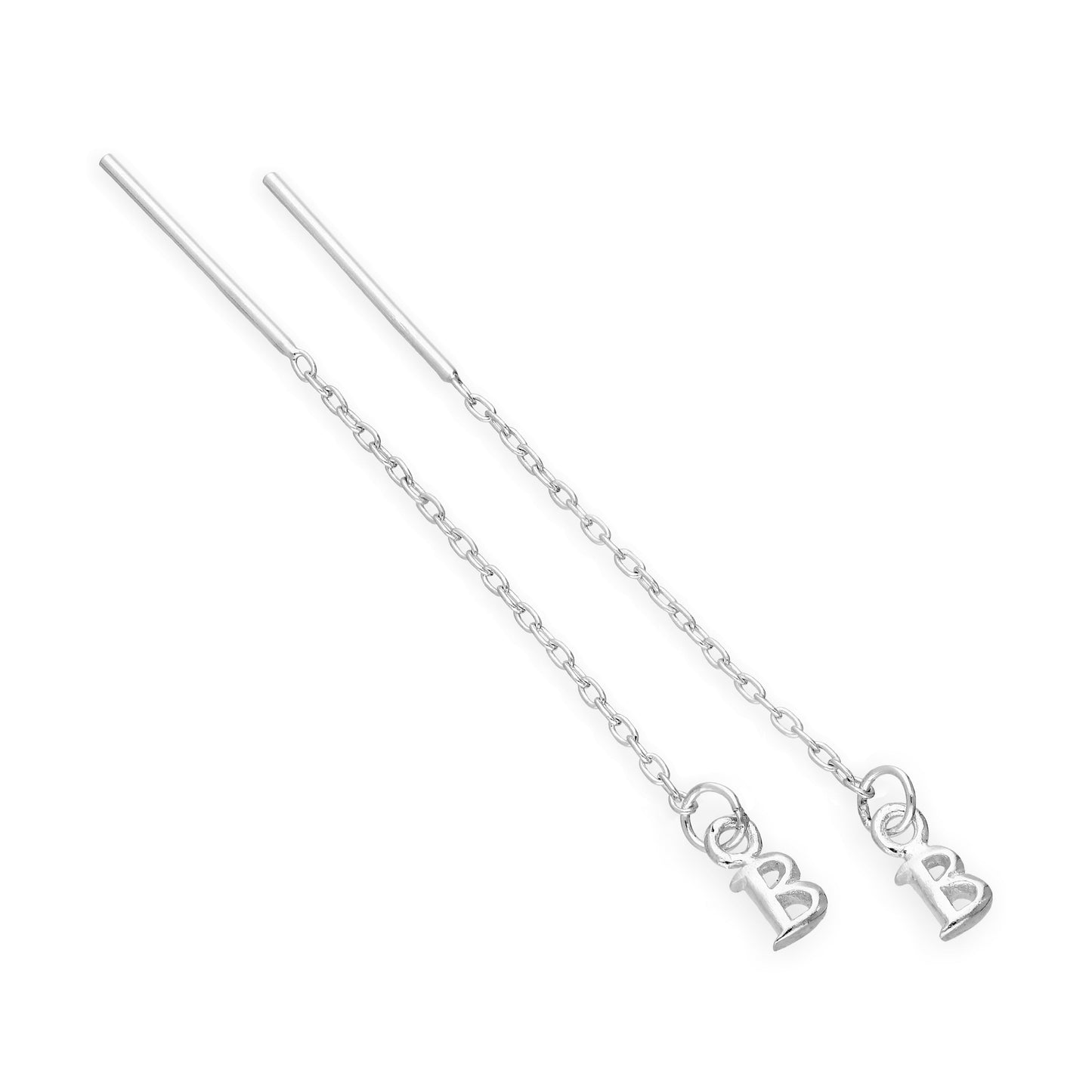 Sterling Silver Alphabet Letter Pull Through Earrings A - Z