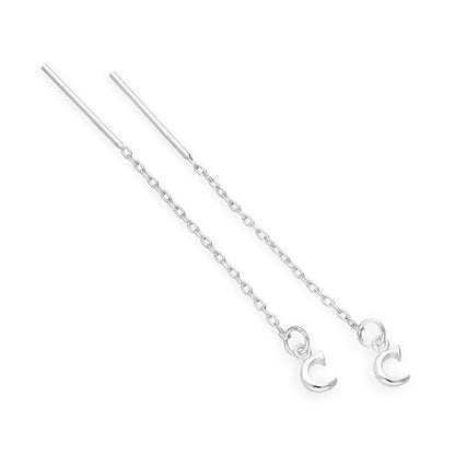 Sterling Silver Alphabet Letter Pull Through Earrings A - Z