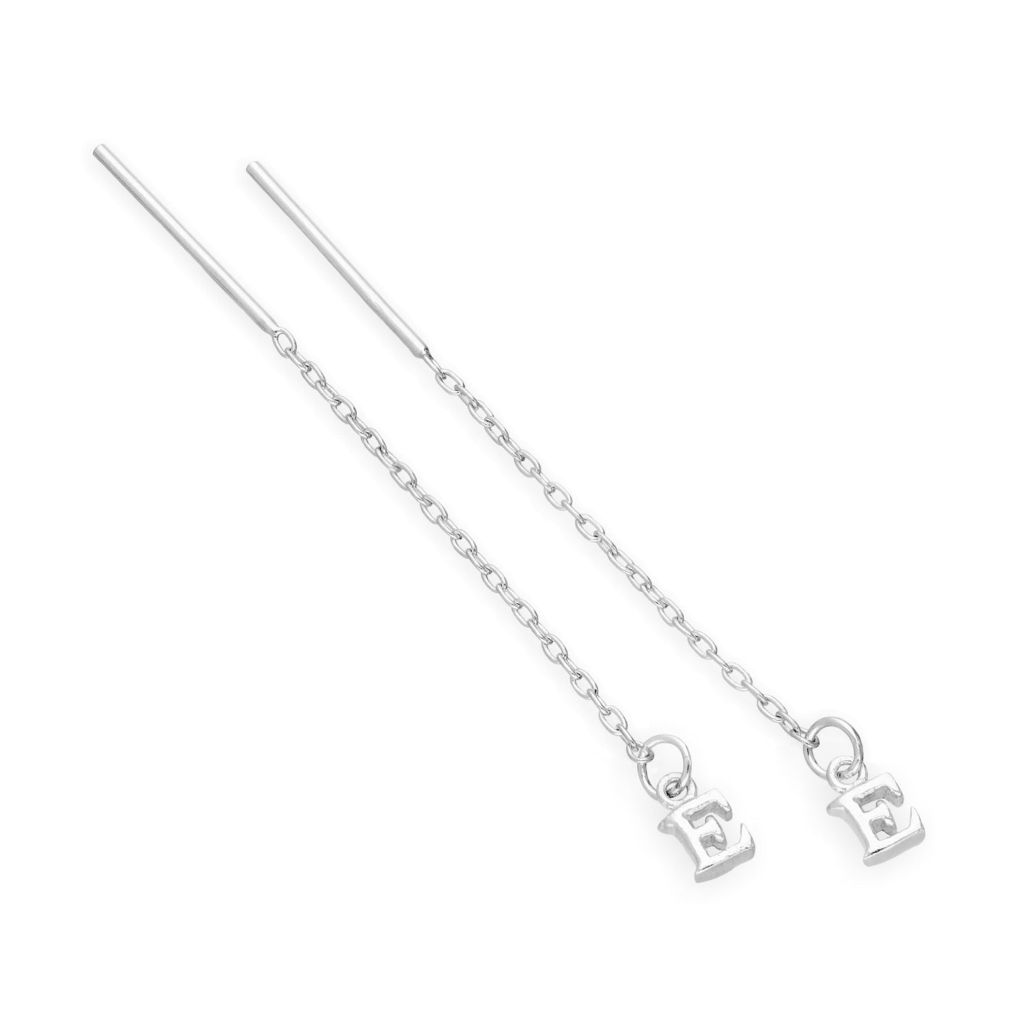 Sterling Silver Alphabet Letter Pull Through Earrings A - Z