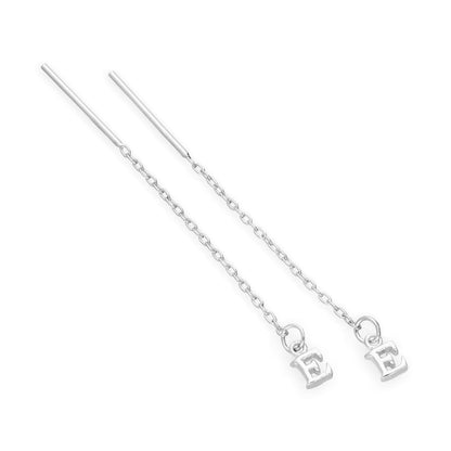 Sterling Silver Alphabet Letter Pull Through Earrings A - Z