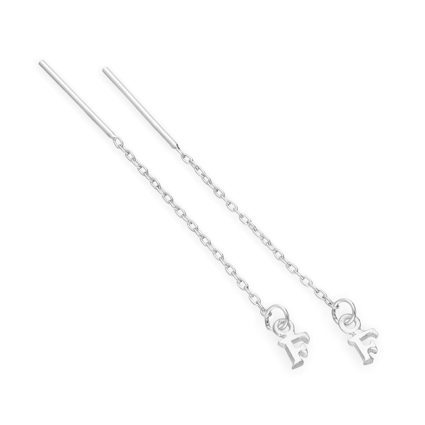 Sterling Silver Alphabet Letter Pull Through Earrings A - Z