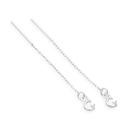 Sterling Silver Alphabet Letter Pull Through Earrings A - Z