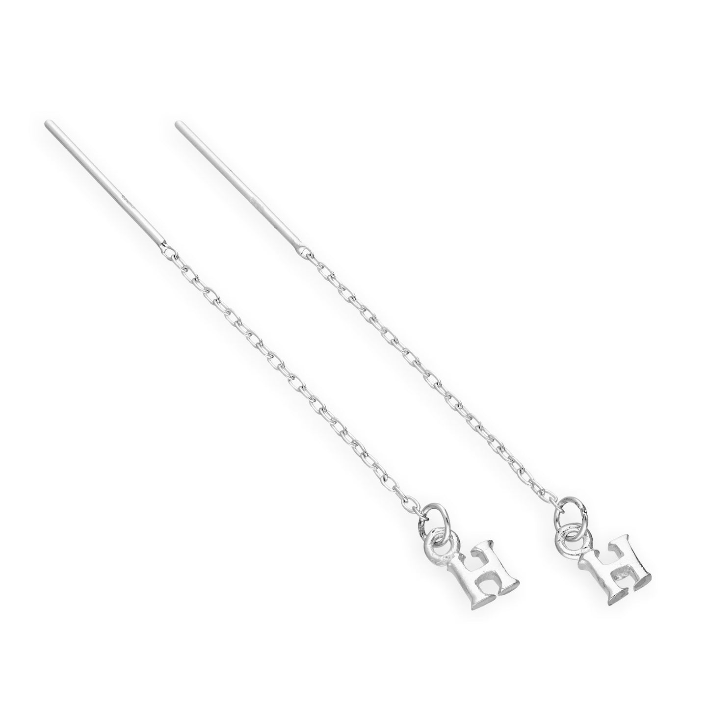 Sterling Silver Alphabet Letter Pull Through Earrings A - Z