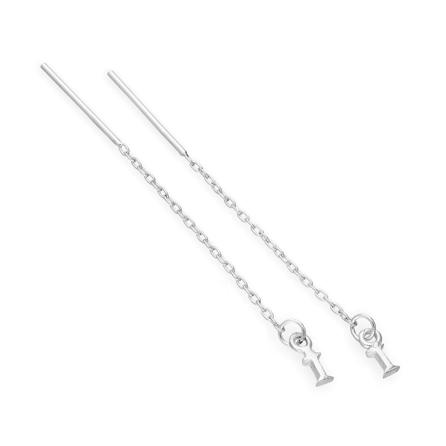 Sterling Silver Alphabet Letter Pull Through Earrings A - Z