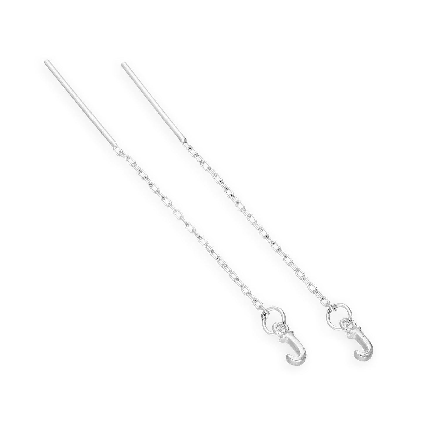 Sterling Silver Alphabet Letter Pull Through Earrings A - Z