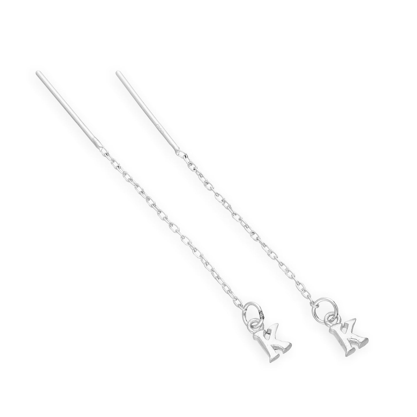 Sterling Silver Alphabet Letter Pull Through Earrings A - Z