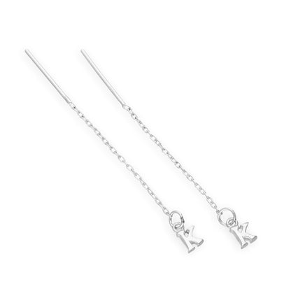 Sterling Silver Alphabet Letter Pull Through Earrings A - Z