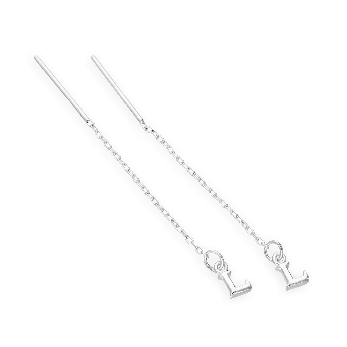 Sterling Silver Alphabet Letter Pull Through Earrings A - Z