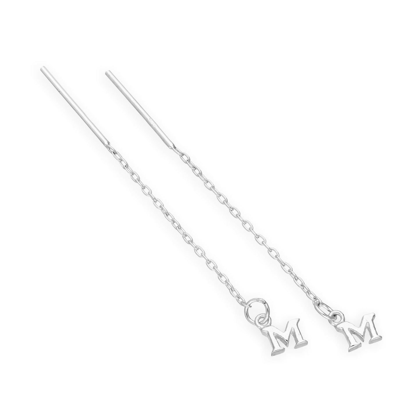 Sterling Silver Alphabet Letter Pull Through Earrings A - Z