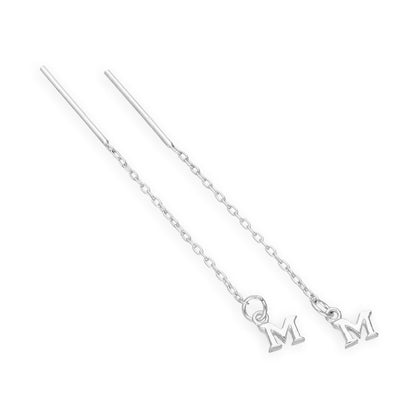 Sterling Silver Alphabet Letter Pull Through Earrings A - Z