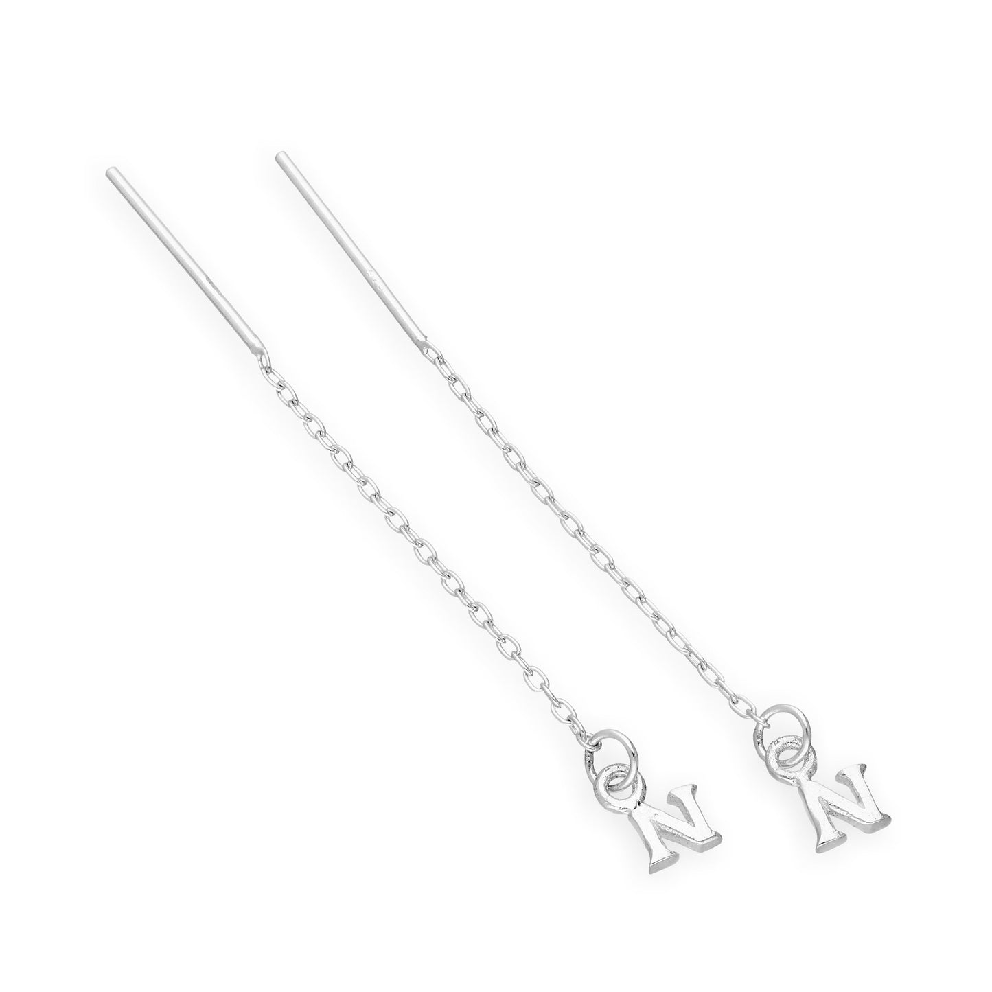 Sterling Silver Alphabet Letter Pull Through Earrings A - Z