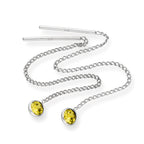 Sterling Silver & Round CZ Crystal Birthstone Pull Thru Earrings