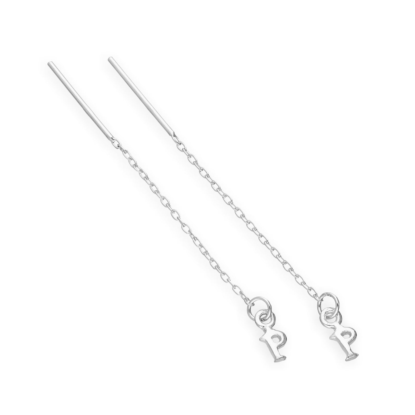 Sterling Silver Alphabet Letter Pull Through Earrings A - Z